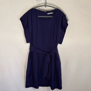 Eliza J Dress Size 8 Belted Cap Sleeve dress Blue